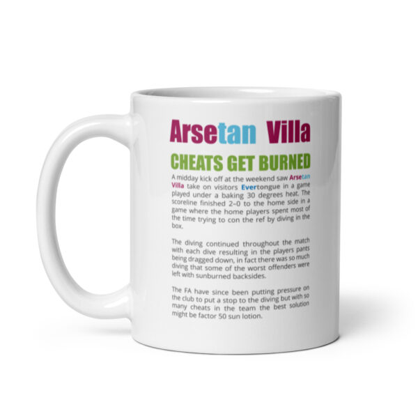 Arsetan Villa Funny Football White Glossy mug - Image 2
