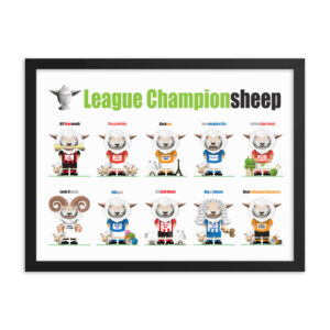 League Championsheep Funny Football Framed poster