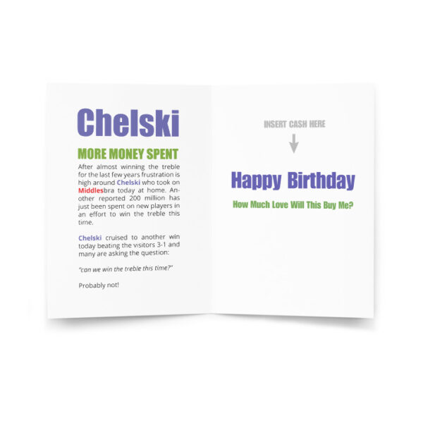 Chelski Funny Football Birthday Card - Image 2