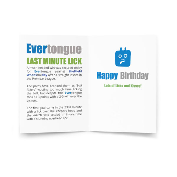 Evertongue Funny Football Birthday Card - Image 2