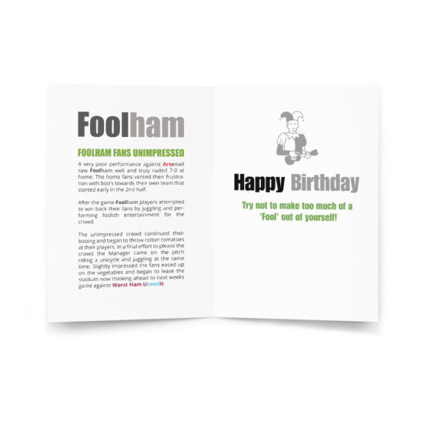 Foolham Funny Football Birthday Card - Image 2