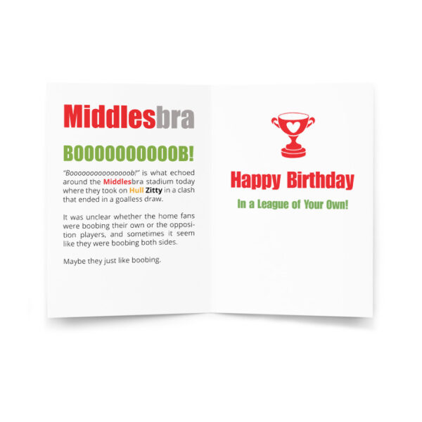 Middlesbra Funny Football Birthday Card - Image 2