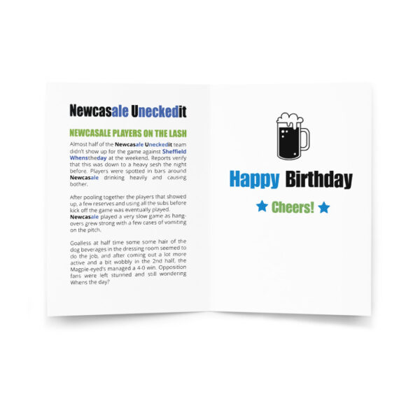 Newcasale Uneckedit Funny Football Birthday Card - Image 2