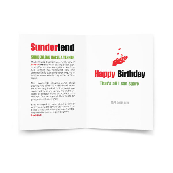 Sunderlend Funny Football  Birthday Card - Image 2