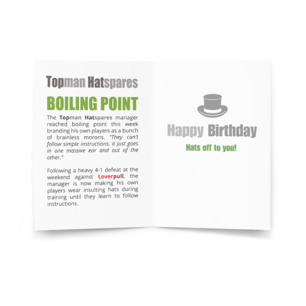 Topman Hatspares Funny Football Birhtday Card - Image 2