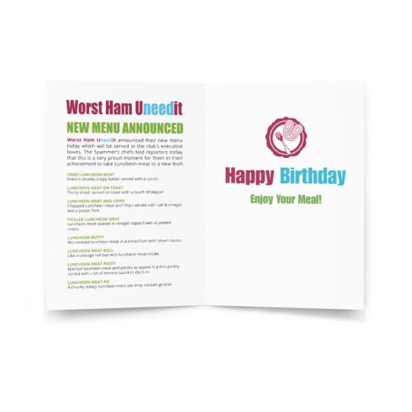 Worst Ham Uneedit Funny Football Birthday Card - Image 2