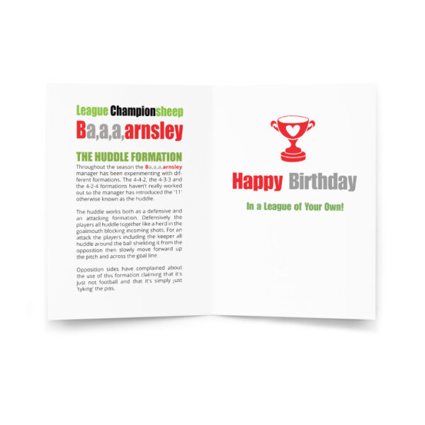 Ba,a,a,arnsley Funny Football Birthday Card - Image 2