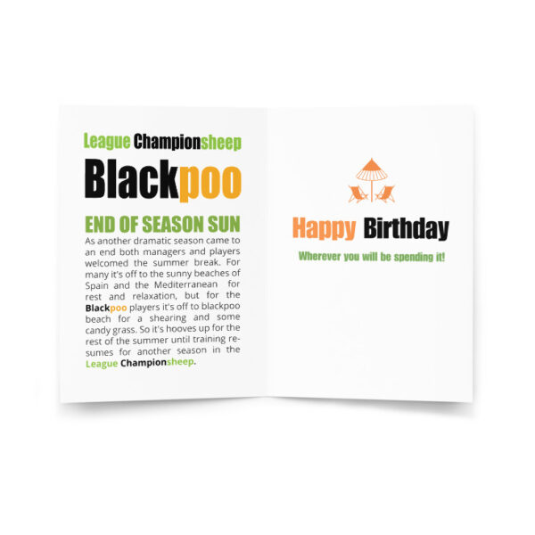 Blackpoo Funny Football Birthday Card - Image 2