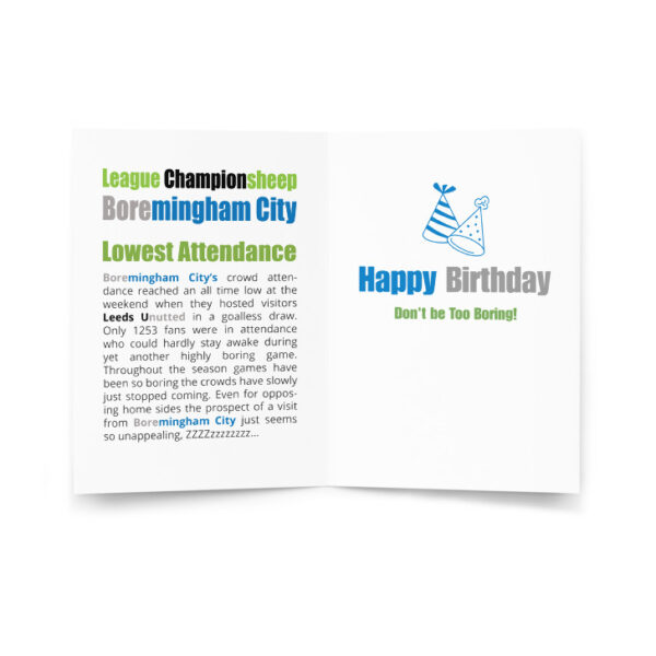 Boremingham City Funny Football Birthday Card - Image 2