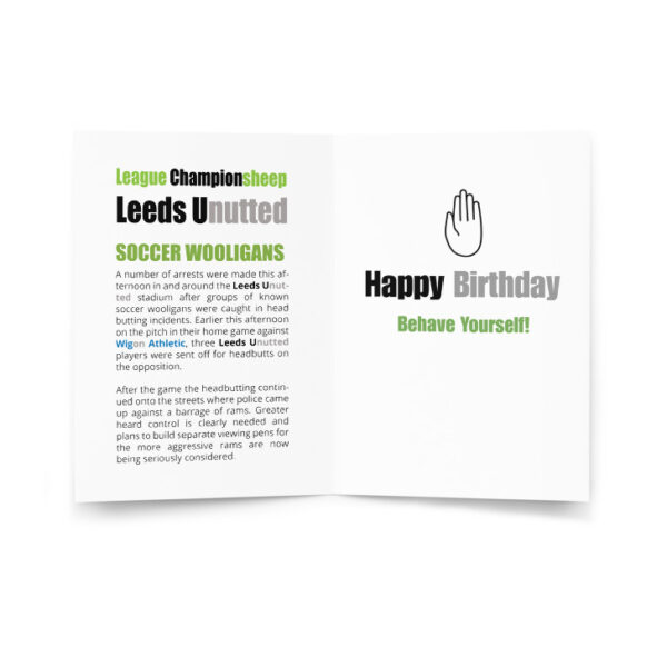 Leeds Unutted Funny Football Birthday Card - Image 2