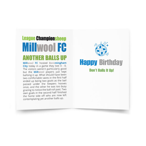 Millwool FC Funny Football Birthday Card - Image 2