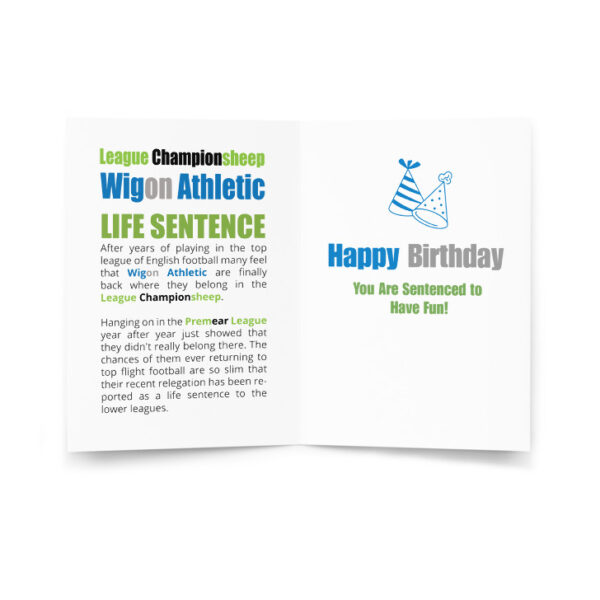 Wigon Athletic Funny Football Birthday Card - Image 2