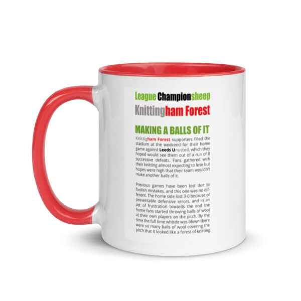Knittigham Forest Funny Football Mug With Colour Inside - Image 3